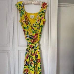 Yellow floral DVF wrap dress